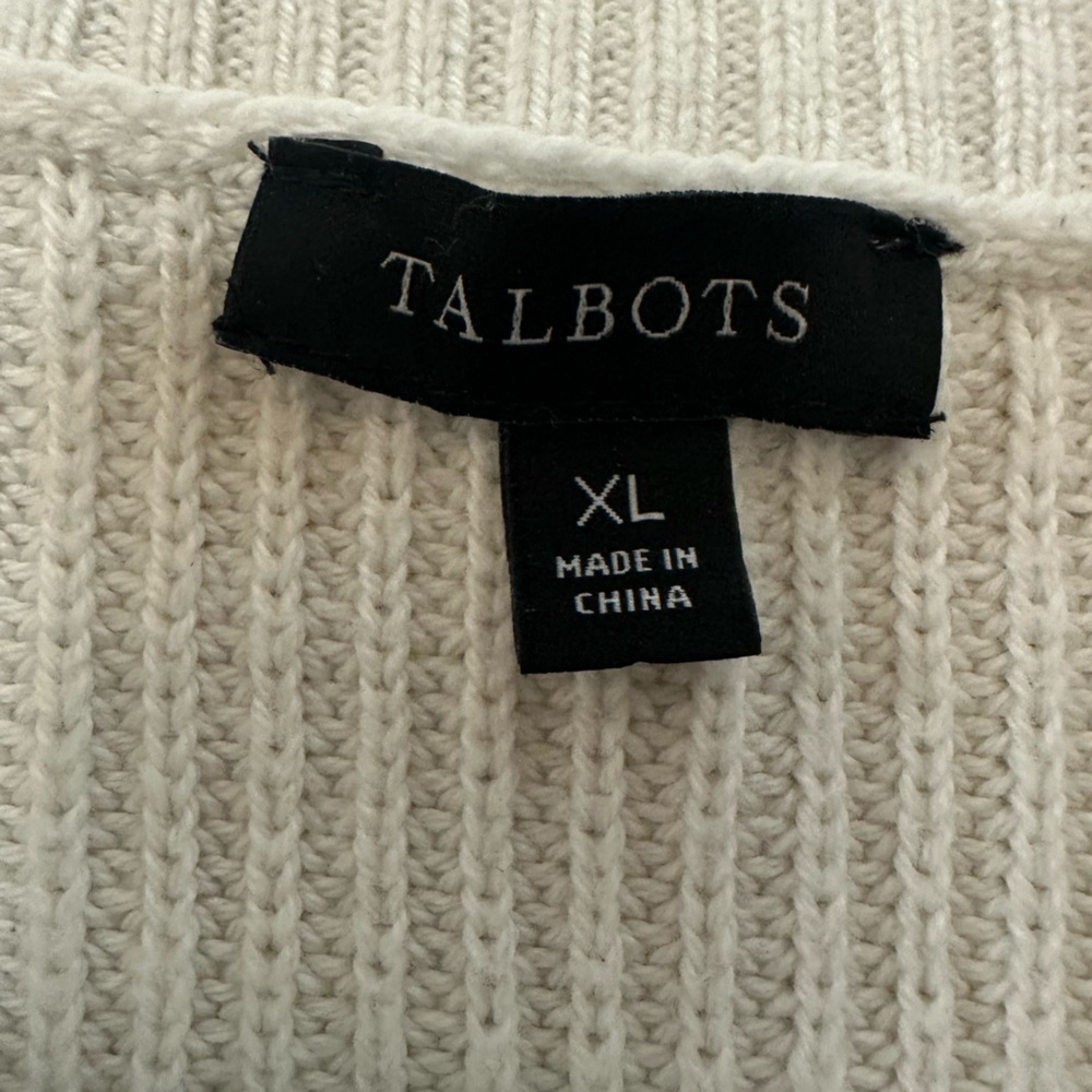 Talbots Cream Ribbed Sweatshirt - Picture 6 of 12